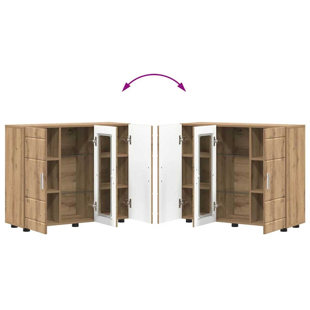 vidaXL Πλαϊνό γραφείο με ράφι με πόρτα artisan δρυς 55.5 x 29 x 100 εκ