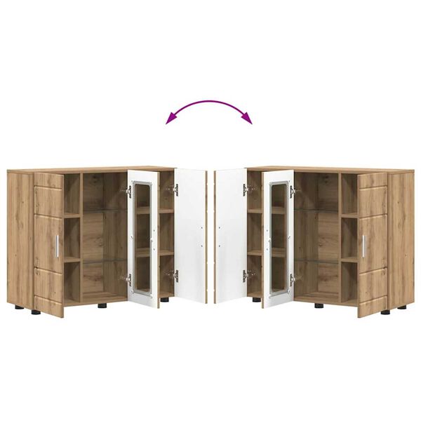 vidaXL Πλαϊνό γραφείο με ράφι με πόρτα artisan δρυς 55.5 x 29 x 100 εκ