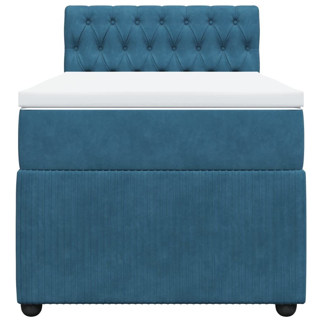 vidaXL Κρεβάτι Boxspring με Στρώμα Μπλε 100x200 εκ. Βελούδινο