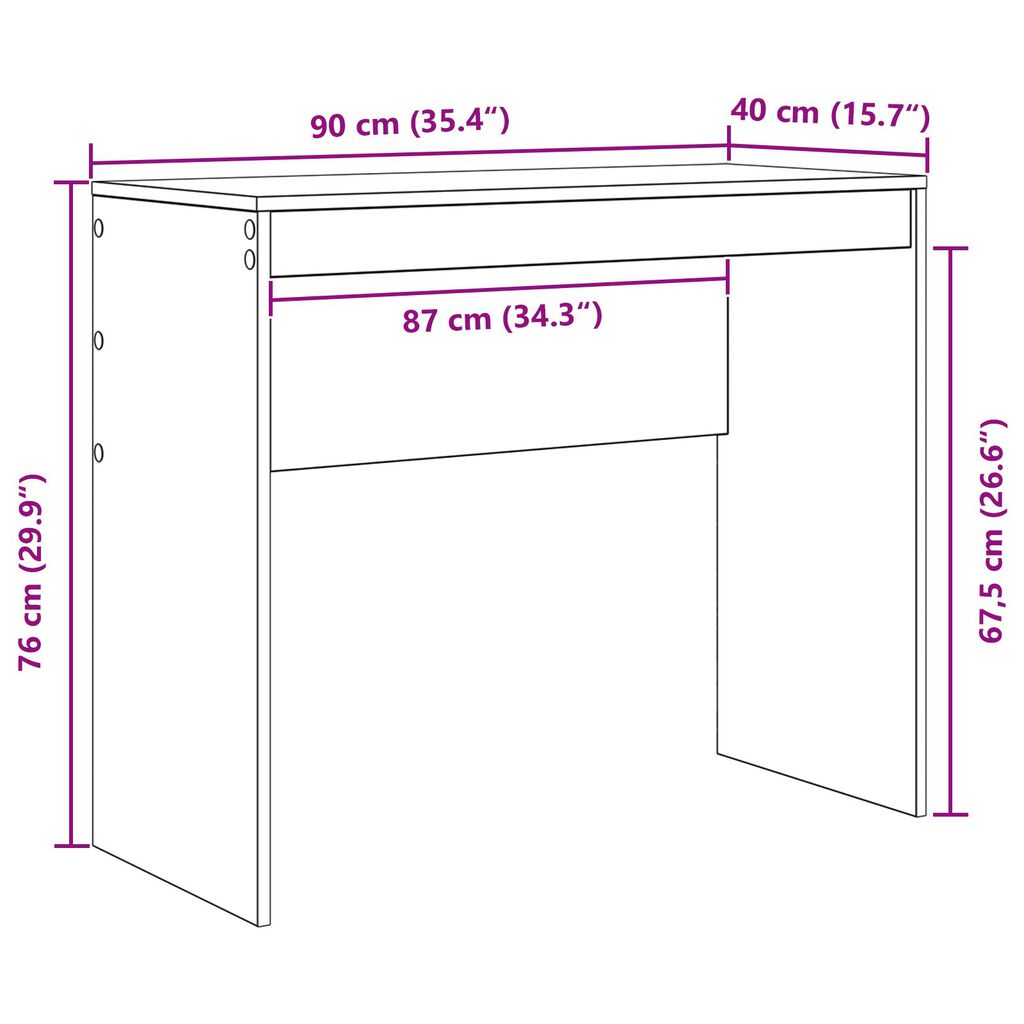 vidaXL Γραφείο Καπνιστή δρυς 90 x 40 x 76 εκ. Επεξεργασμένο ξύλο