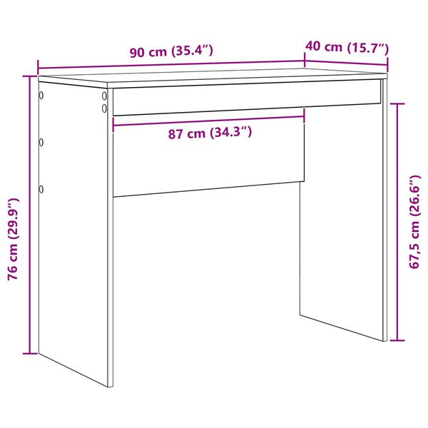 vidaXL Γραφείο Καπνιστή δρυς 90 x 40 x 76 εκ. Επεξεργασμένο ξύλο