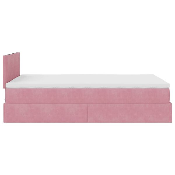vidaXL Οθωμανικό κρεβάτι με στρώμα ροζ 120x200cm Velvet