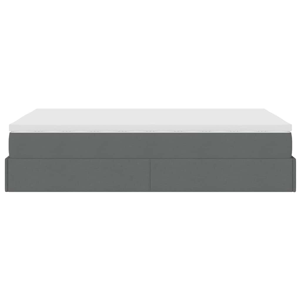 vidaXL Οθωμανικό κρεβάτι με στρώμα Σκούρο γκρι 120x190 cm Ύφασμα