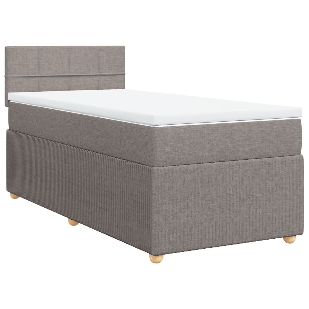 vidaXL Κρεβάτι Boxspring με Στρώμα Taupe 100 x 200 εκ. Υφασμάτινο