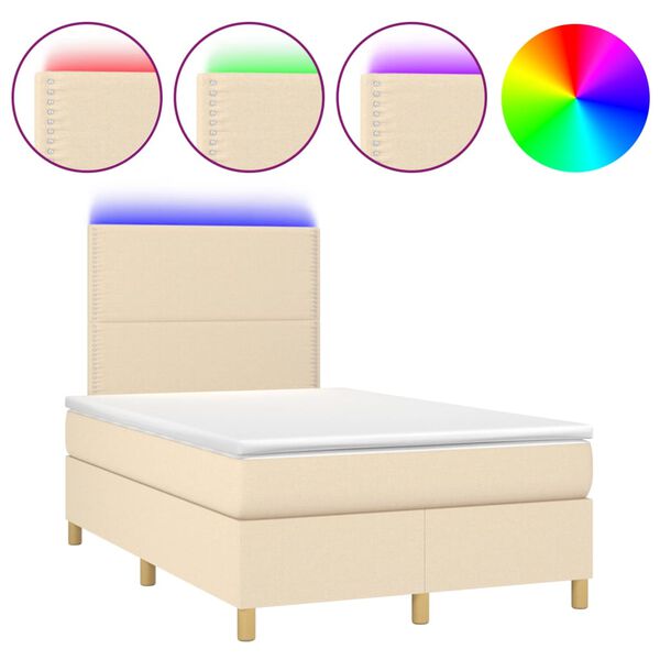vidaXL &Kappa;&rho;&epsilon;&beta;ά&tau;&iota; Boxspring &mu;&epsilon; &Sigma;&tau;&rho;ώ&mu;&alpha; & LED &Kappa;&rho;&epsilon;&mu; 120x200 &epsilon;&kappa;. &Upsilon;&phi;&alpha;&sigma;&mu;ά&tau;&iota;&nu;&omicron;
