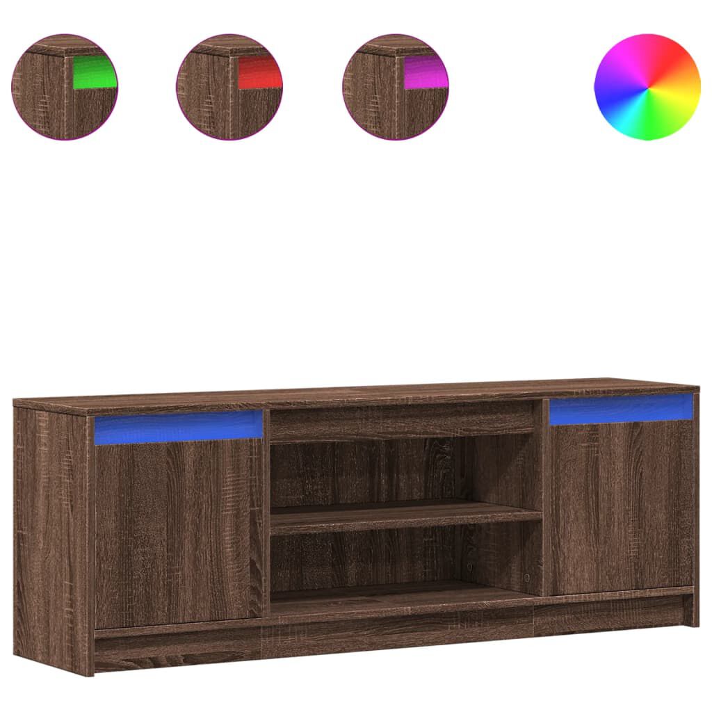 vidaXL Έπιπλο Τηλεόρασης με LED Καφέ Δρυς 139,5x34x50 εκ. Επεξ. Ξύλο