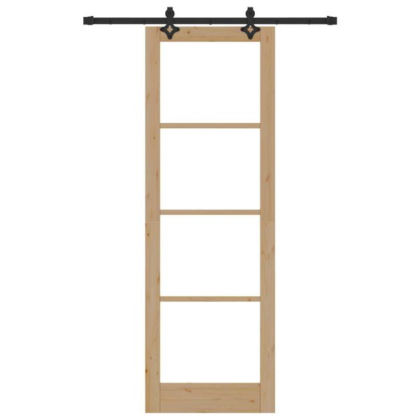 vidaXL Συρόμενη Πόρτα Φυσικό 78 x 232 cm Μασίφ ξύλο πεύκου και γυαλί