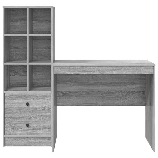 vidaXL Γραφείο με αποθηκευτικό χώρο 2 pcs Γκρι sonoma 90 x 50 x 76 εκ.