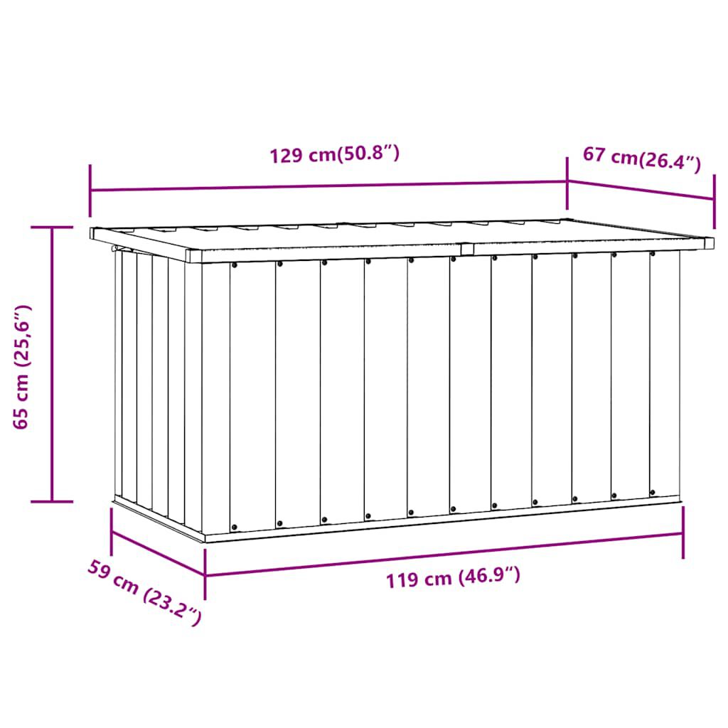 vidaXL Μπαούλο Αποθήκευσης Κήπου Καφέ 129 x 67 x 65 εκ.