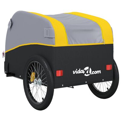vidaXL Τρέιλερ Ποδηλάτου Μαύρο και Κίτρινο 45 Κιλά από Σίδερο