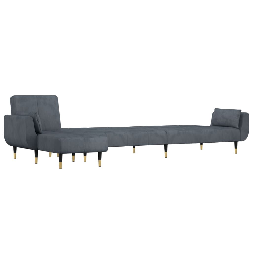 vidaXL Καναπές Κρεβάτι Γωνιακός Σκ. Γκρι 275 x 140 x 70 εκ. Βελούδινος