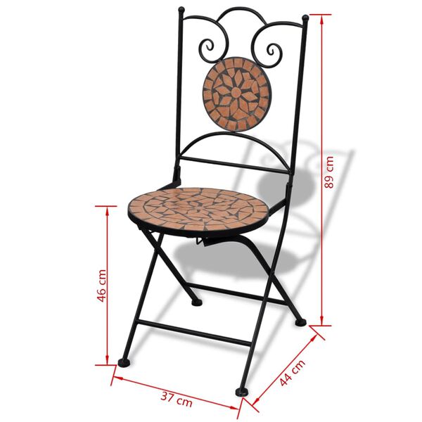 vidaXL Σετ Επίπλων Bistro 3 Τεμαχίων Τερακότα με Κεραμικά Πλακίδια