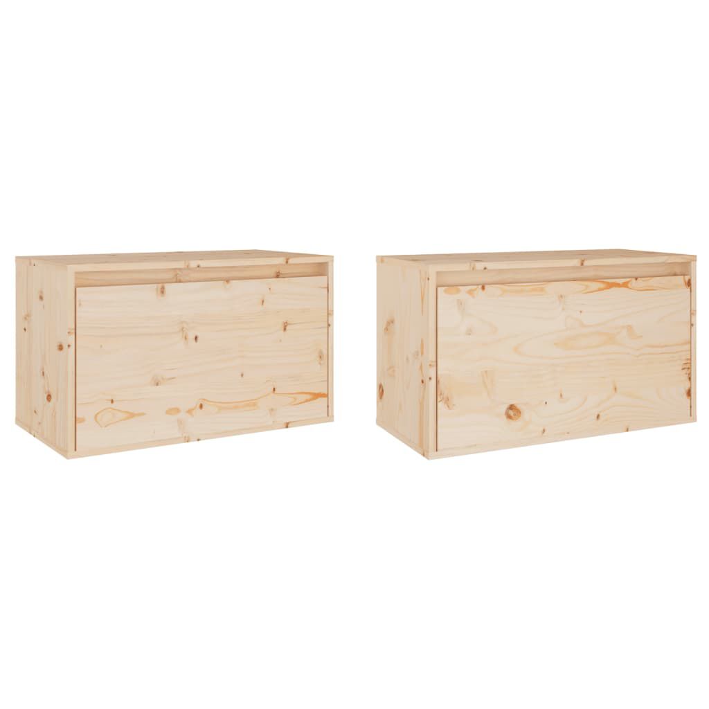 vidaXL Ντουλάπια Τοίχου 2 τεμ. 60 x 30 x 35 εκ. από Μασίφ Ξύλο Πεύκου