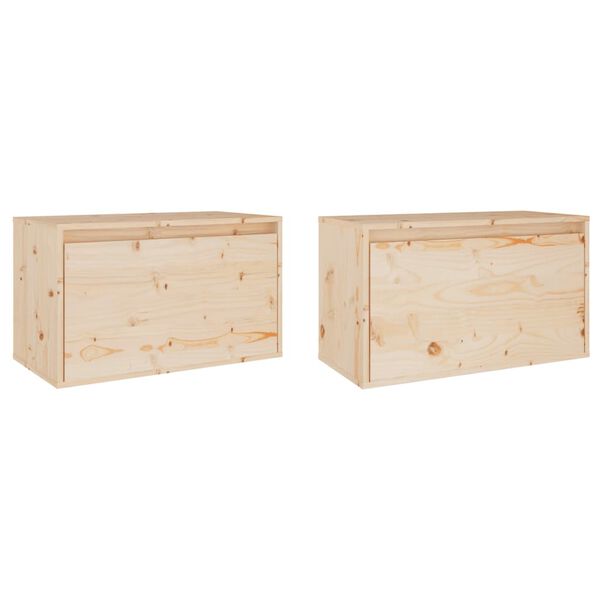 vidaXL Ντουλάπια Τοίχου 2 τεμ. 60 x 30 x 35 εκ. από Μασίφ Ξύλο Πεύκου