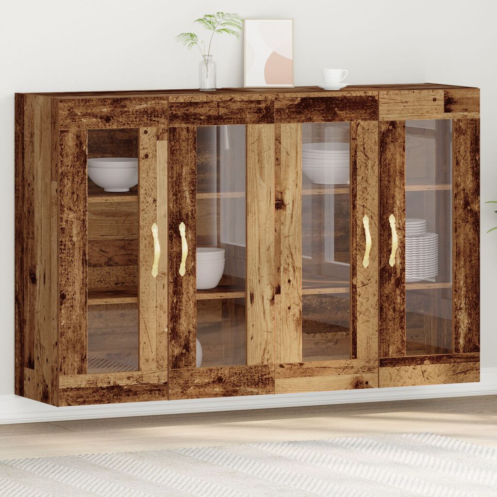 vidaXL Τοίχου Ντουλάπια 2 τμχ Παλιό Ξύλο 69,5x34x90 εκ Κατασκευασμένο Ξύλο