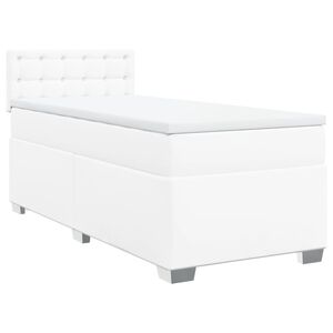vidaXL Κρεβάτι Boxspring με Στρώμα Λευκό 90x190εκ. από Συνθετικό Δέρμα