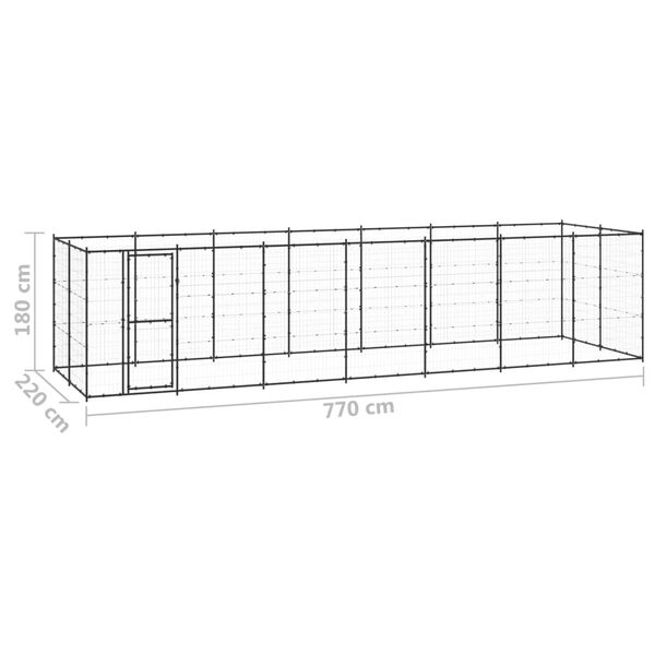 vidaXL Κλουβί Σκύλου Εξωτερικού Χώρου 16,94 μ² από Ατσάλι