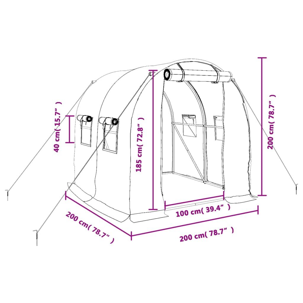 vidaXL Θερμοκήπιο με Ατσάλινο Πλαίσιο Λευκό 4 μ² 2 x 2 x 2 μ.