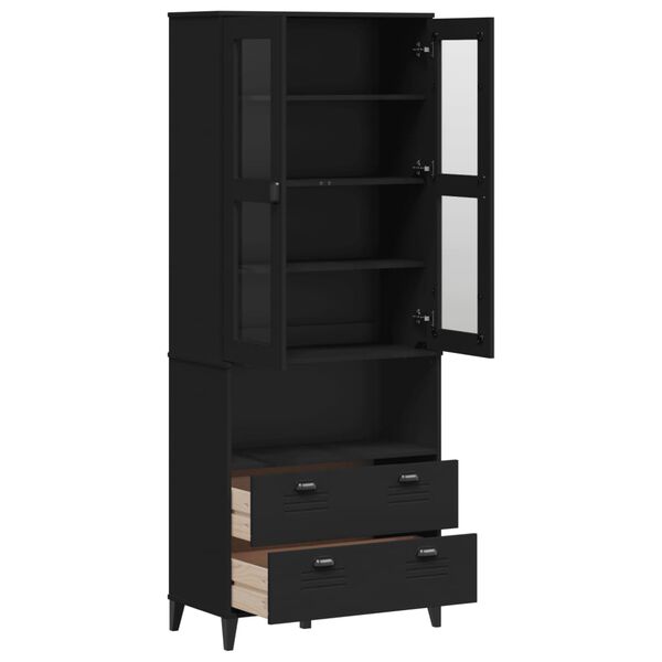 vidaXL Ντουλάπι Ψηλό VIKEN Μαύρος 80x40x200 εκ. από Μασίφ Ξύλο Πεύκου