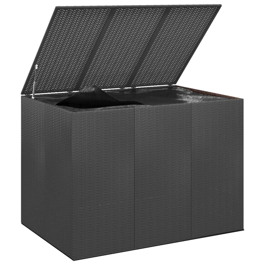 vidaXL Κουτί Μαξιλαριού Κήπου Μαύρο 145x100x103 εκ. Ρατάν Πολυαιθ.