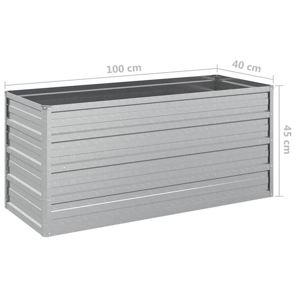vidaXL Ζαρντινιέρα Υπερυψωμένη Ασημί 100x40x45 εκ. Γαλβανισμ. Χάλυβας