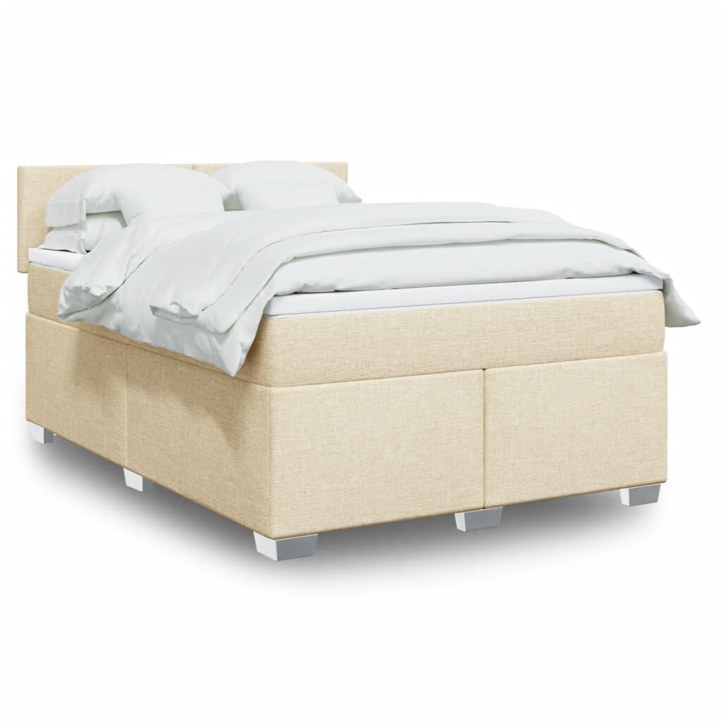 vidaXL Κρεβάτι Boxspring με Στρώμα Κρεμ 160x200 εκ. Υφασμάτινο