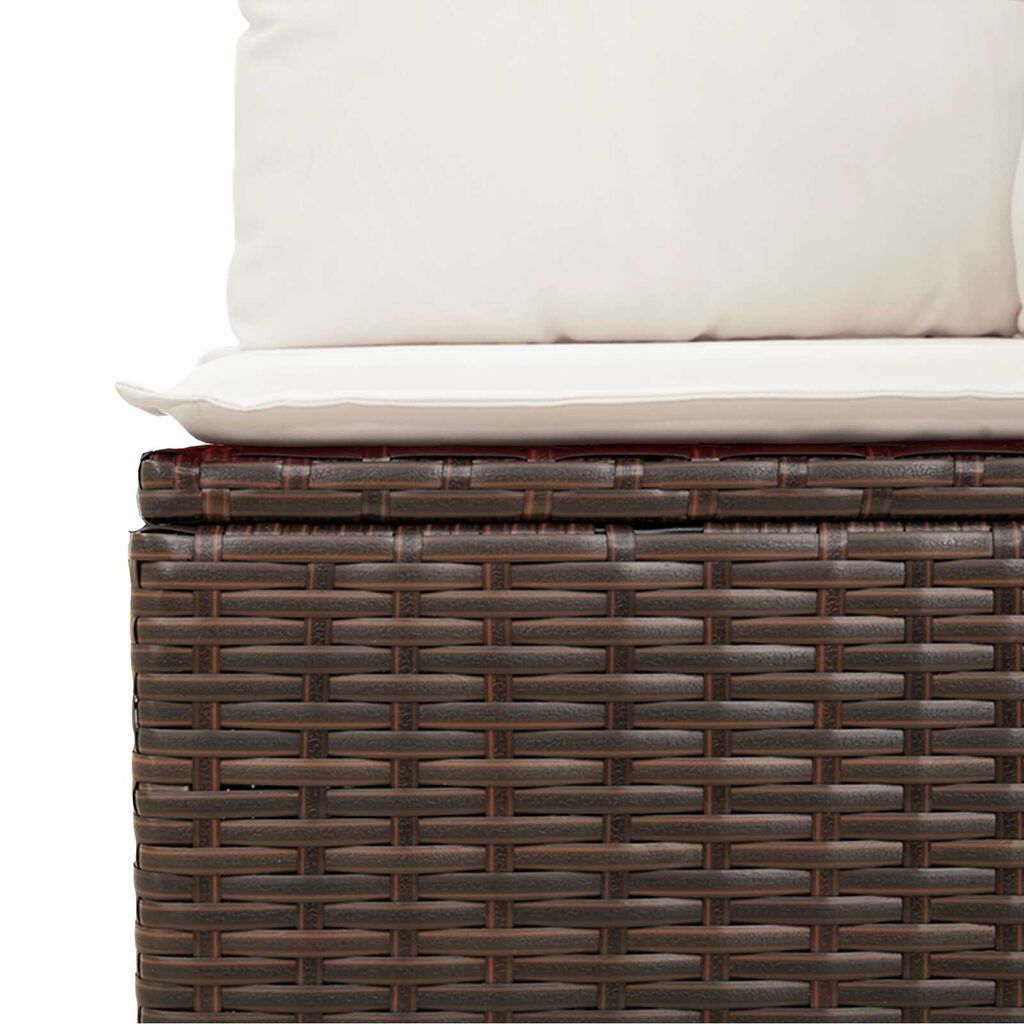 vidaXL Σετ Καναπέ Κήπου 4 pcs Καφέ, Κρέμα Πολυ rattan, βαμμένο ατσάλι