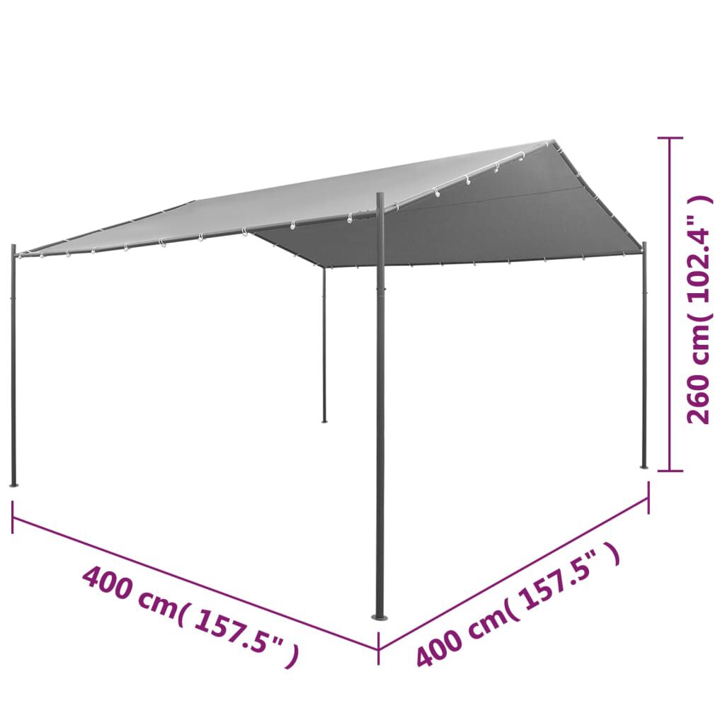 vidaXL Κιόσκι Κήπου Ανθρακί 400 x 400 x 260 εκ. Ατσάλινο