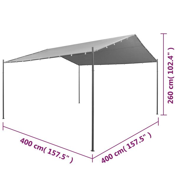 vidaXL Κιόσκι Κήπου Ανθρακί 400 x 400 x 260 εκ. Ατσάλινο