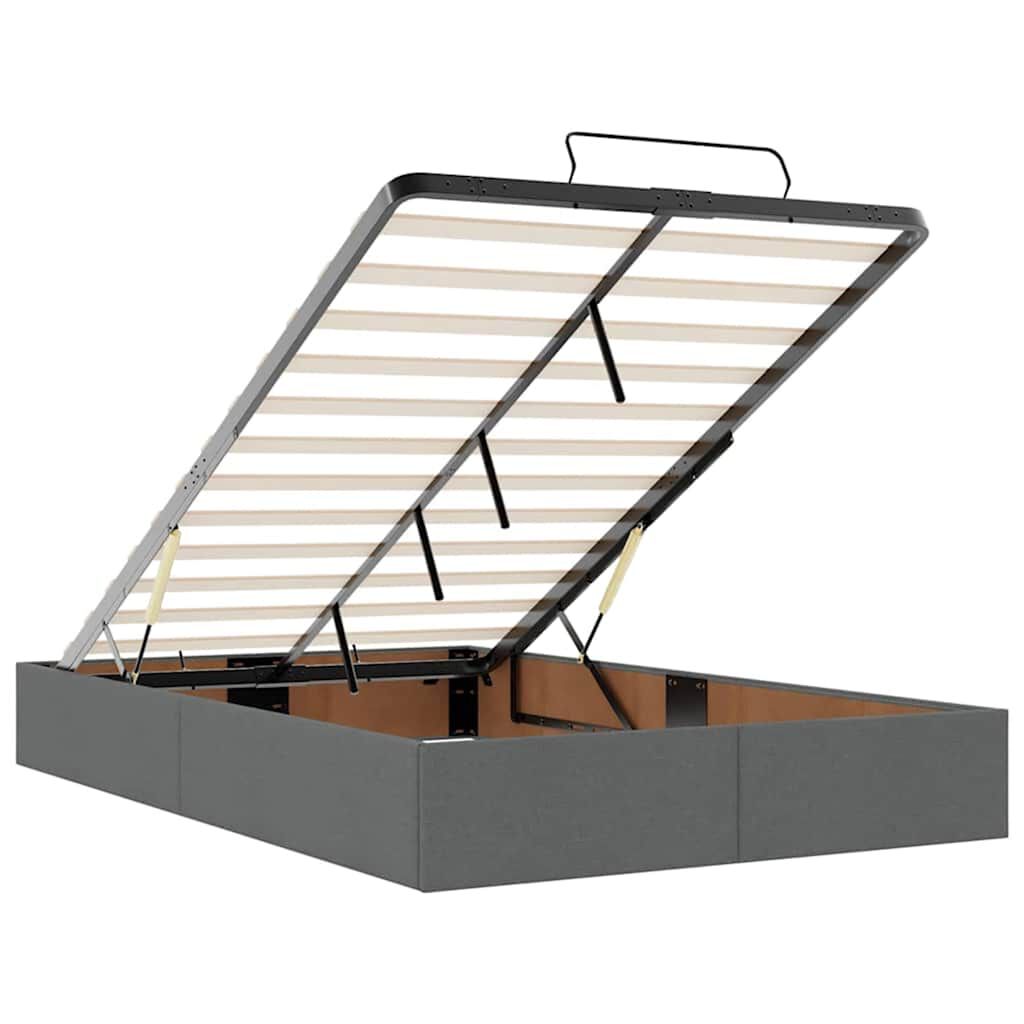 vidaXL Οθωμανικό κρεβάτι με στρώμα & LEDs Σκούρο γκρι 120x190cm Ύφασμα
