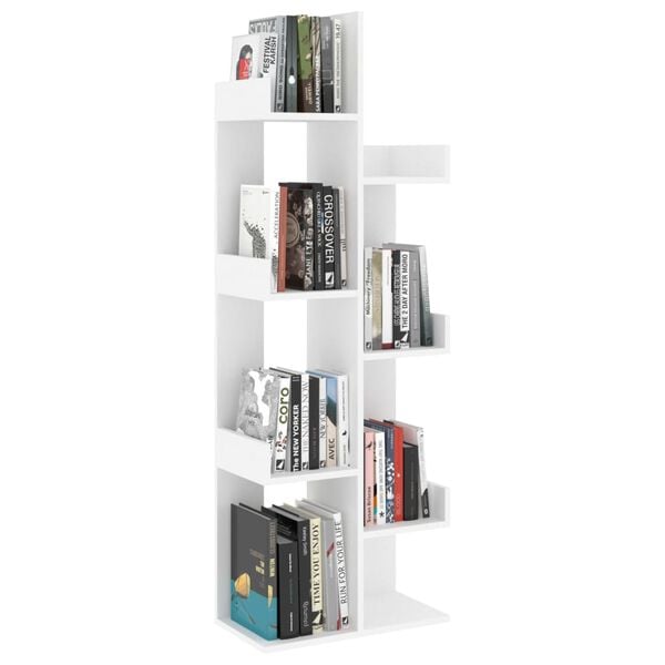 vidaXL Βιβλιοθήκη Λευκή 48 x 25,5 x 140 εκ. από Επεξ. Ξύλο