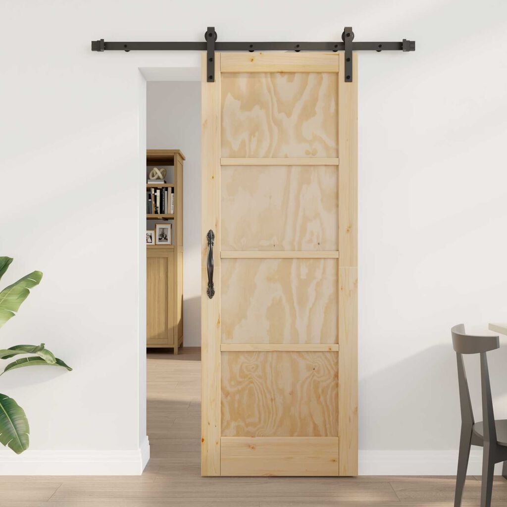 vidaXL Συρόμενη Πόρτα με Σετ Εξαρτημάτων 73.5x198.5 εκ. Μασίφ Ξύλο Πεύκου