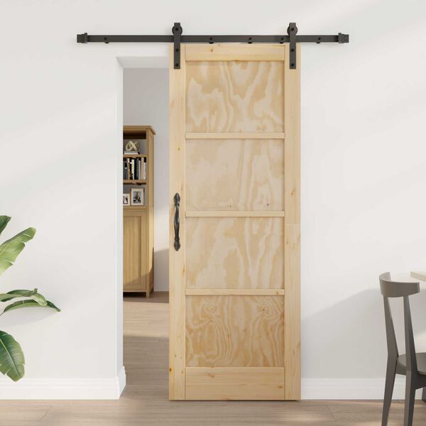 vidaXL Συρόμενη Πόρτα με Σετ Εξαρτημάτων 73.5x198.5 εκ. Μασίφ Ξύλο Πεύκου