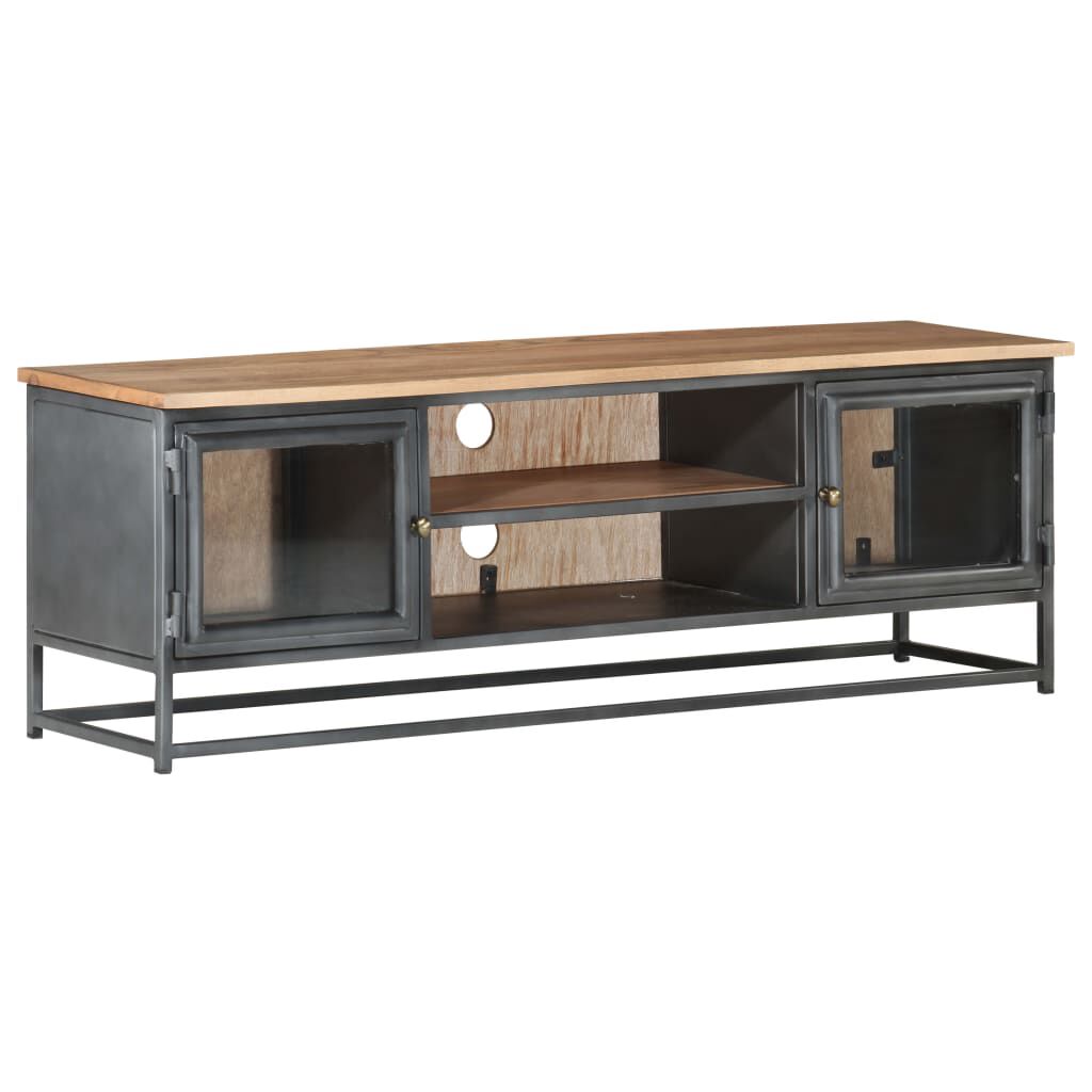 vidaXL Έπιπλο Τηλεόρασης Γκρι 120x30x40εκ. Μασίφ Ξύλο Ακακίας & Ατσάλι
