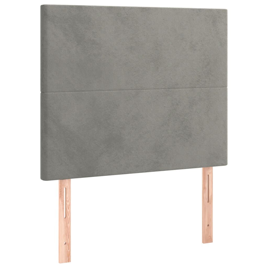 vidaXL Κρεβάτι Boxspring με Στρώμα Ανοιχτό Γκρι 90x200 εκ. Βελούδινο
