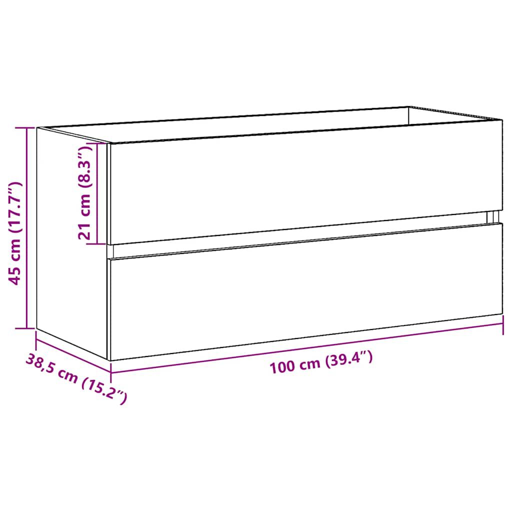 vidaXL Ντουλάπι Νιπτήρα Μαύρη Δρυς 100x38,5x45 εκ. Μοριοσανίδα