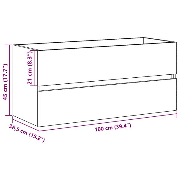 vidaXL Ντουλάπι Νιπτήρα Μαύρη Δρυς 100x38,5x45 εκ. Μοριοσανίδα