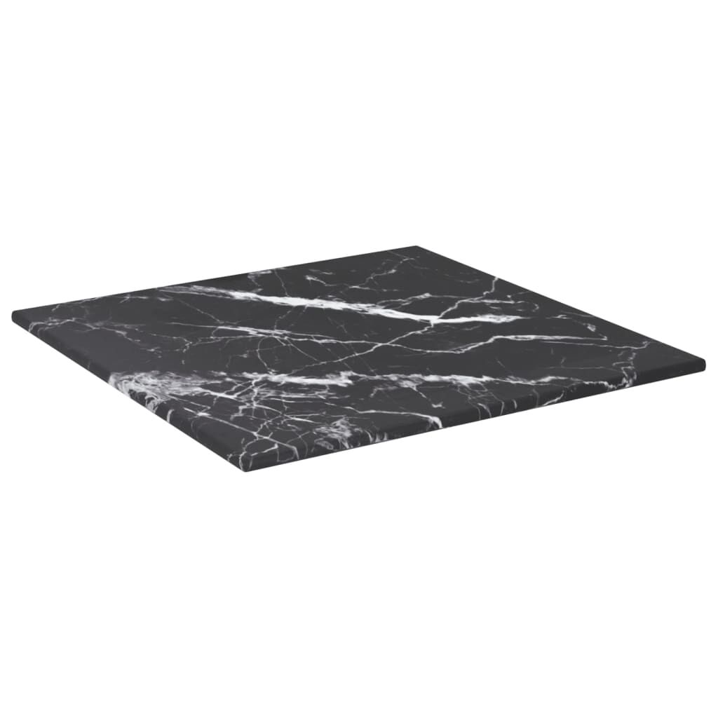vidaXL Επιφάνεια Τραπεζιού Μαύρη 30x30εκ 6 χιλ Ψημ. Γυαλί Μαρμ. Σχέδιο