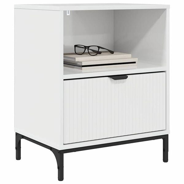 vidaXL Κομοδίνο Γυαλιστερό λευκό 49 x 36 x 61 εκ Επεξεργασμένο ξύλο