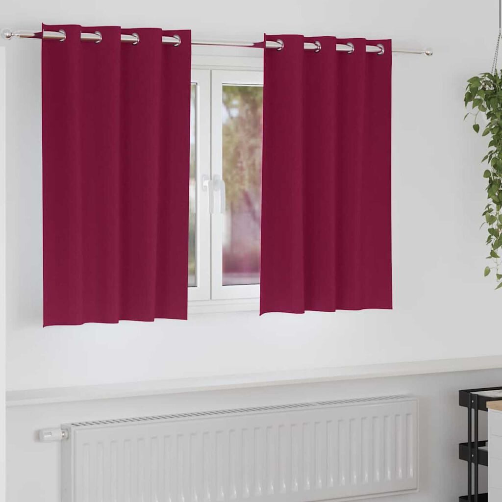 vidaXL Κουρτίνες με κουρτίνες 2 pcs Κόκκινο Πολυεστέρας