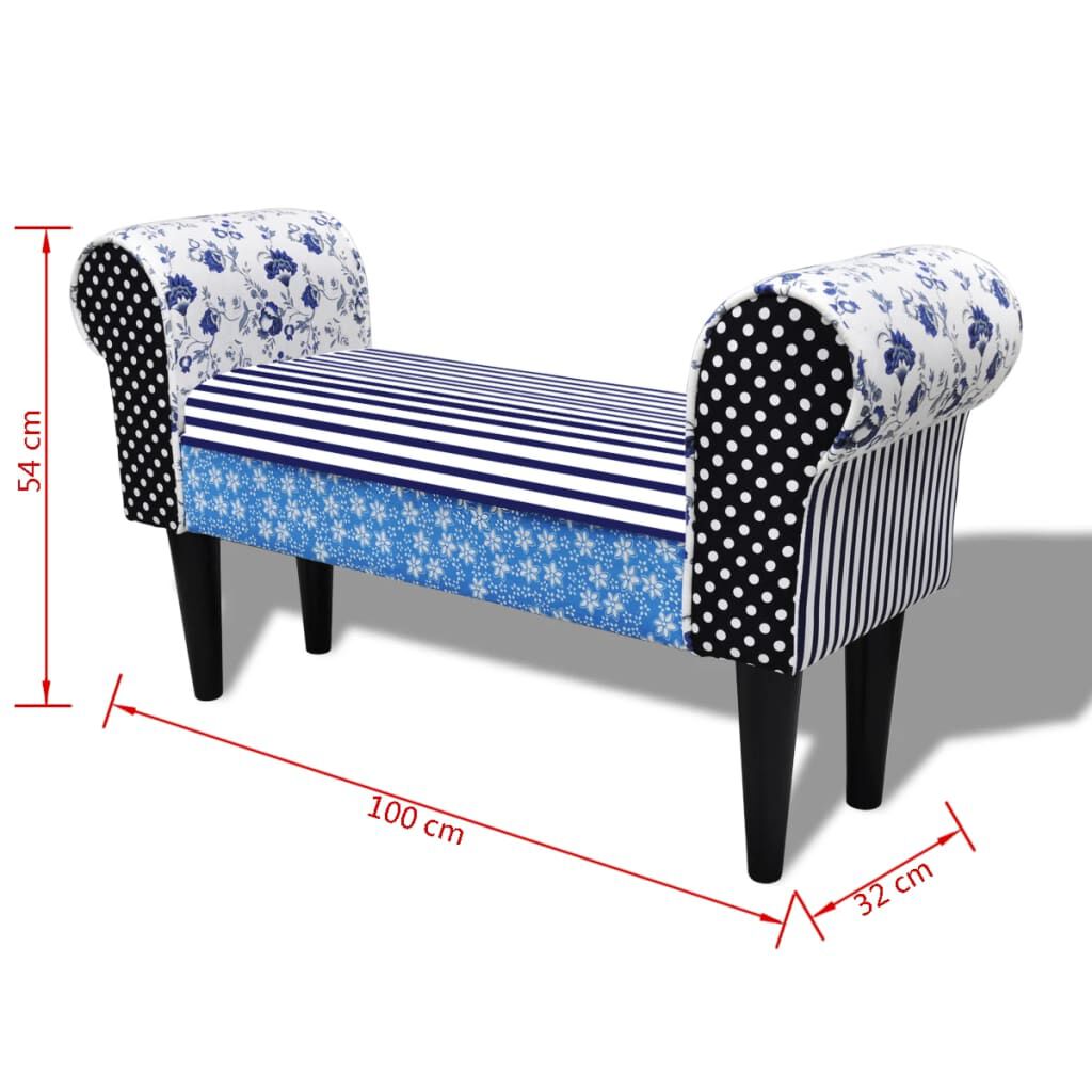 vidaXL Παγκάκι Patchwork Μπλε & Λευκό