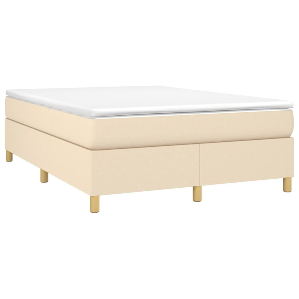 vidaXL Κρεβάτι Boxspring με Στρώμα Κρεμ 140x200 εκ. Υφασμάτινο