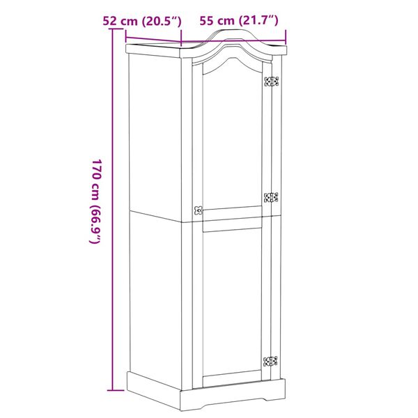 vidaXL Ντουλάπα Corona 55x52x170 εκ. από Μασίφ Ξύλο Πεύκου
