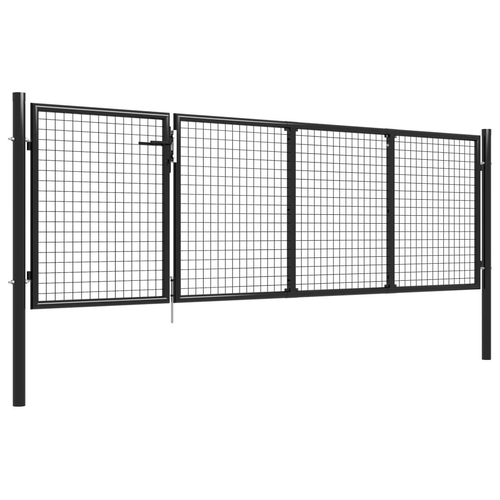 vidaXL Πόρτα Περίφραξης Κήπου Ανθρακί 350 x 100 εκ. Ατσάλινη