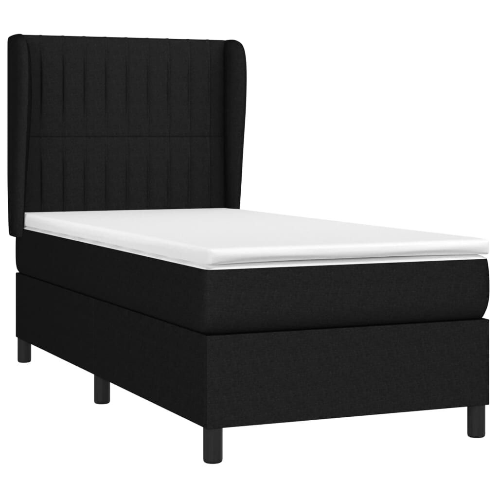 vidaXL Κρεβάτι Boxspring με Στρώμα Μαύρο 80 x 200 εκ. Υφασμάτινο