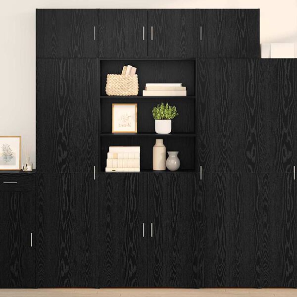 vidaXL Highboard &Mu;&alpha;ύ&rho;&eta; &Omicron;&xi;&upsilon;ά 80 x 42,5 x 185 &epsilon;&kappa; &Epsilon;&pi;&epsilon;&xi;&epsilon;&rho;&gamma;&alpha;&sigma;&mu;έ&nu;&omicron; &xi;ύ&lambda;&omicron;