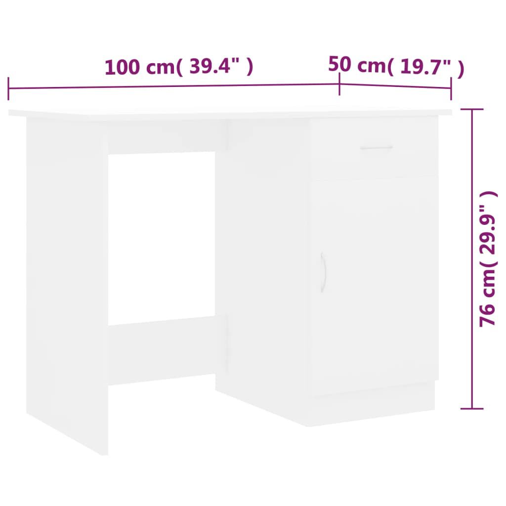 vidaXL Γραφείο Λευκό 100 x 50 x 76 εκ. από Επεξ. Ξύλο