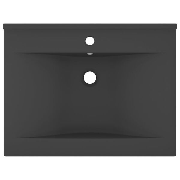 vidaXL Νιπτήρας με Οπή Βρύσης Σκούρο Γκρι Ματ 60 x 46 εκ. Κεραμικός