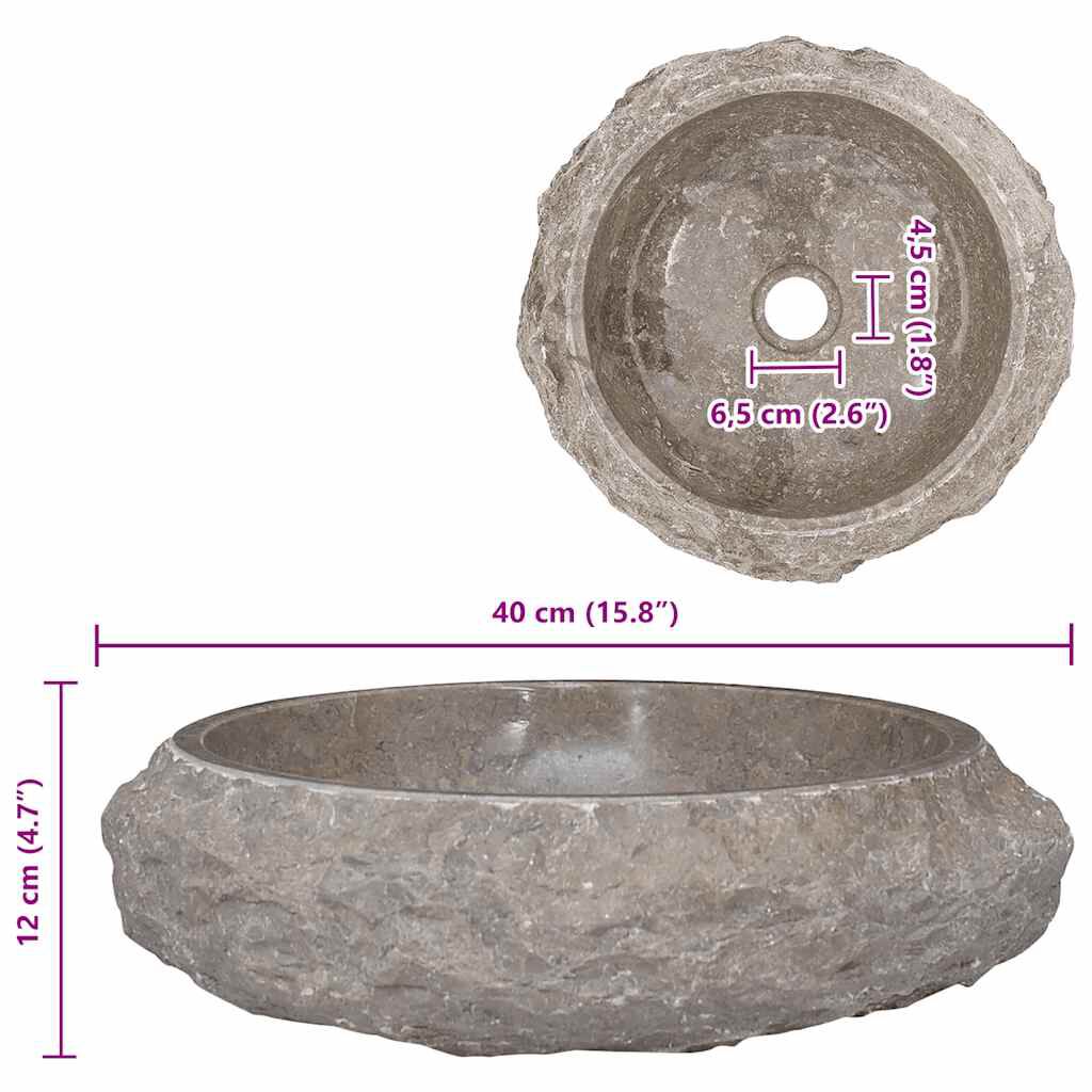 vidaXL Νιπτήρας Γκρι Ø40x12 εκ. Μαρμάρινος