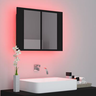 vidaXL Ντουλάπι Μπάνιου με Καθρέφτη και Φωτισμό LED Μαύρο 60x12x45 εκ.